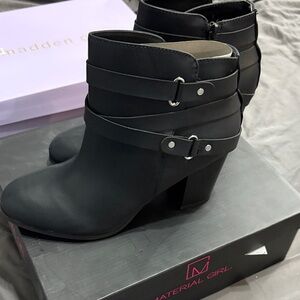 Material Girl Strappy Black Heeled Boots
